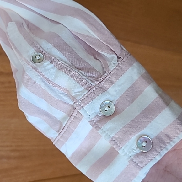 A NEW DAY NWOT Blush & White Stripe Boyfriend Button Up - Picture 3 of 5